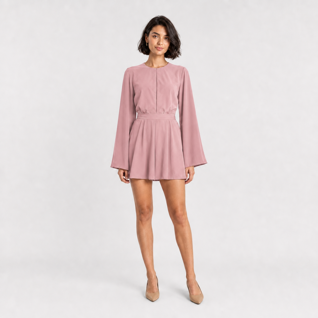 Robe courte à dos ouvert rose