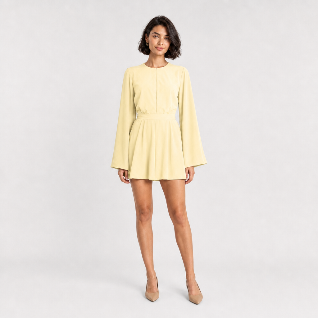 Robe courte à dos ouvert jaune