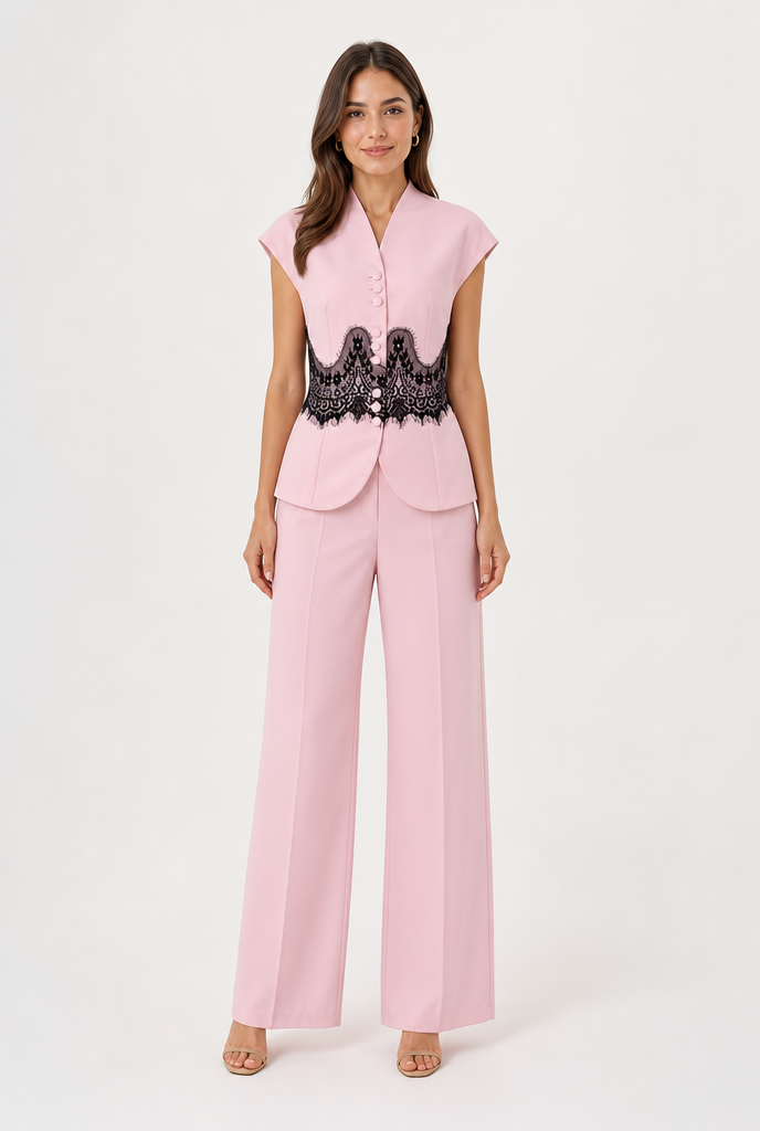 Ensemble blouse et pantalon en dentelle