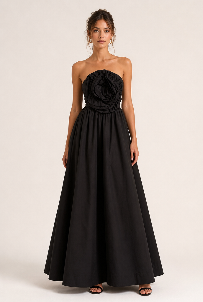 Robe longue drapée à fines bretelles