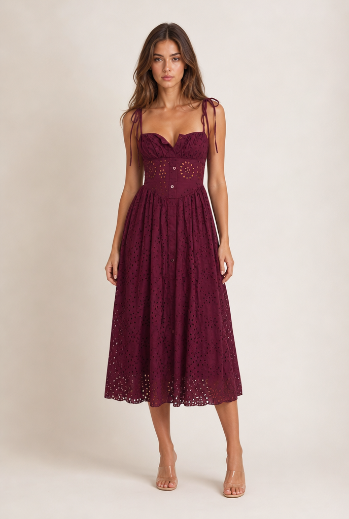 Robe estivale fluide Bordeaux