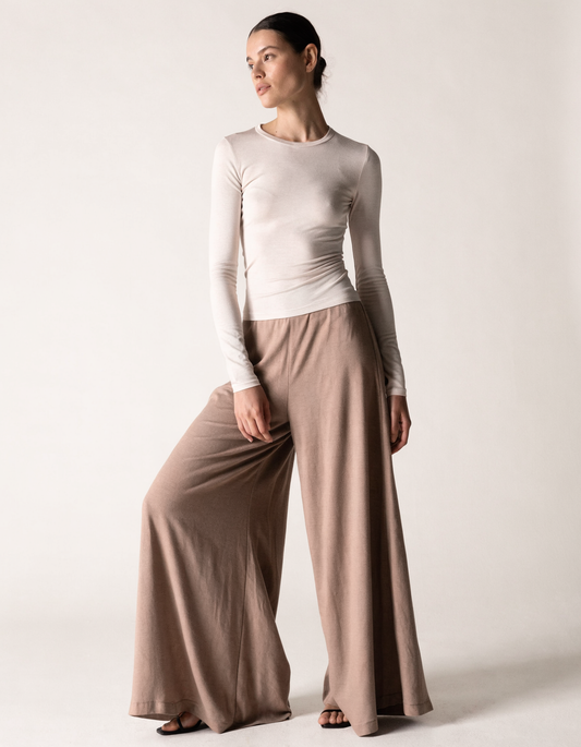 Pantalon palazzo fluide taille haute
